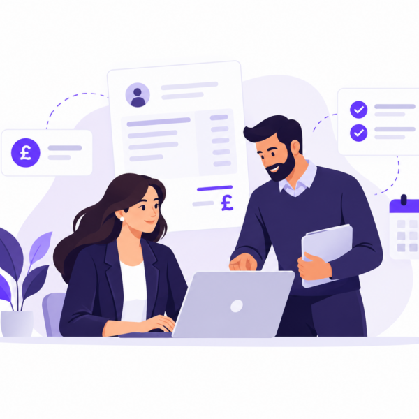 Collaborative Payroll Workspace Illustration